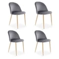 thumbnail image 1 of Sillas de Comedor de Terciopelo con Patas de Acero Acabado Tipo Madera Estilo Moderno - Sillas de Comedor Tapizadas Minimalista con Relleno Suave Set 4 Piezas Oxford, 1 of 5