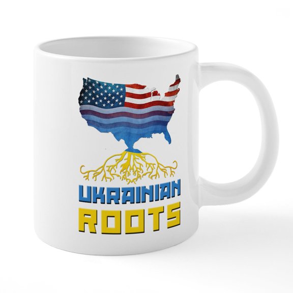 CafePress - American Ukrainian Roots - 20 Oz White Ceramic Mega Mug