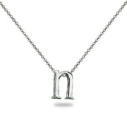 DESIGNS BY FMC N Letter Initial Alphabet 925 Silver Necklace, 15 inches with extender