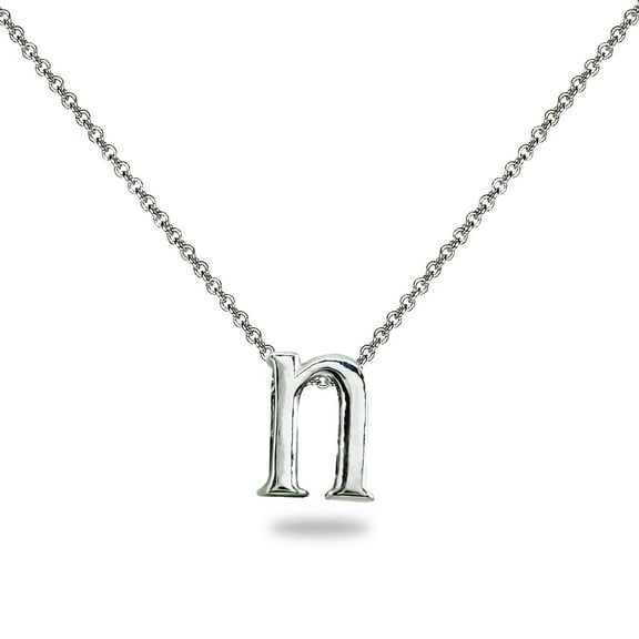 N Letter Initial Alphabet 925 Silver Necklace, 15 inches with extender