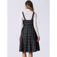 thumbnail image 3 of DARING DIVA Women's Sleeveless Square Neck Plaid A Line Pinafore Dresses XS Black, 3 of 6