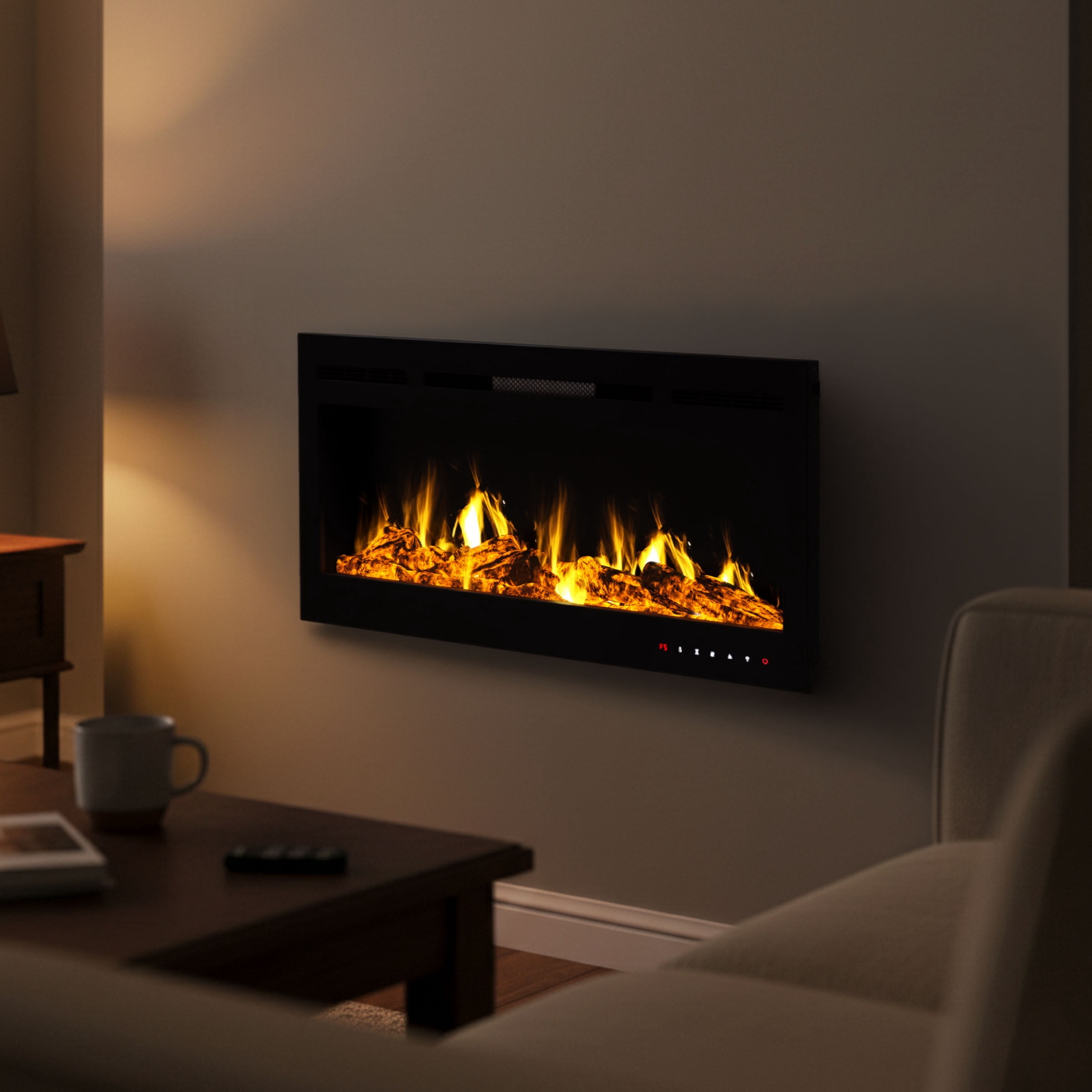 Somerset Home 36” Wall Mount Electric Fireplace (Black)