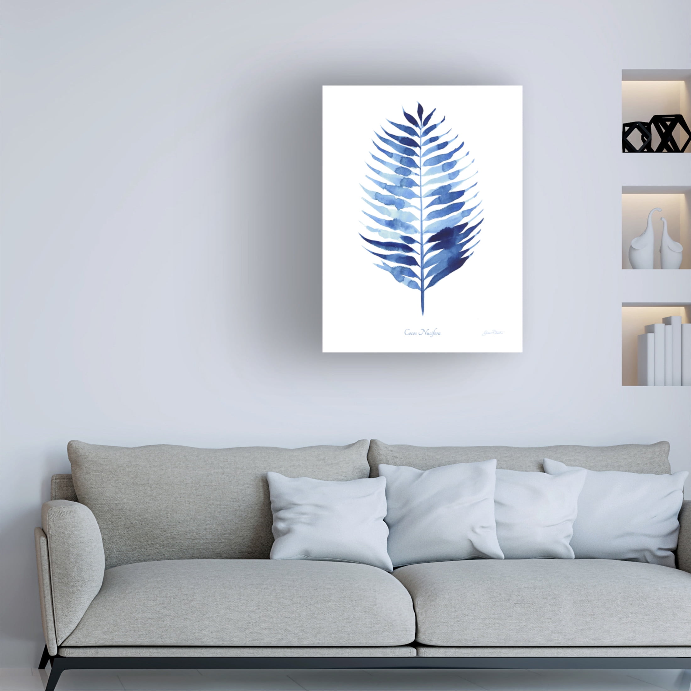 Canvas Wall Art - Jean Plout 'Indigo Botanical 6' Wall Art for Living Room, Bedroom, or Office Décor by Trademark Fine Art - 24 x 32 Inches
