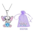 thumbnail image 3 of Cadena y dije de Elefante ElephantNeck01 2 Pzas Collar Elefante/Corazón Plata/Azul Metal. High Monaco MXLEK-002, 3 of 4