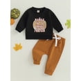 thumbnail image 2 of Wassery Baby Boys Halloween Clothes 6M 12M 18M 24M 3T Toddler Boys Long Sleeve Pumpkin Letter Print Sweatshirt Top Elastic Waist Sweatpants Infant Casual Fall Outfit 0-3Y, 2 of 8