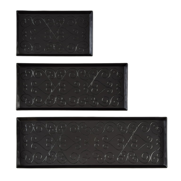Black Metal Boot Tray with Diamond Coir and Rubber Insert