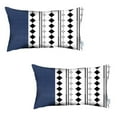 thumbnail image 1 of HomeRoots 386804 Diamond Patterns & Navy Blue Faux Leather Lumbar Pillow Covers - Set of 2, 1 of 1
