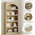 thumbnail image 4 of Arched Bookcase 68.7" Tall 5 Shelf Farmhouse Bookshelf, Curved Wooden Display Storage Rack with Metal Corner Protectors, Freestanding Book Shelf for Home Office, Living Room, Bedroom, 4 of 6