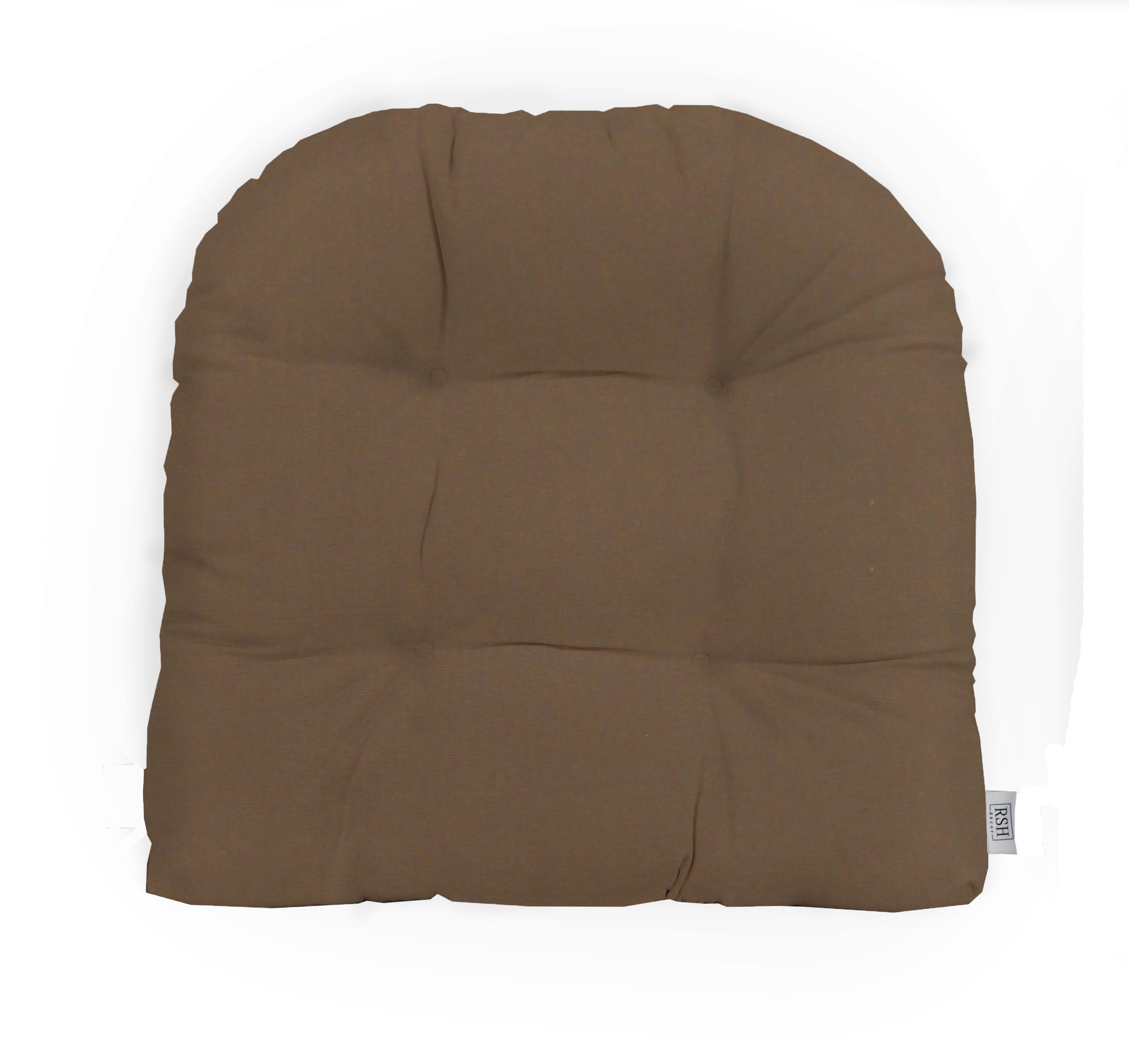 RSH Decor Sunbrella Canvas Cocoa Brown Large Wicker Chair Cushion - Indoor/Outdoor 1 Tufted 