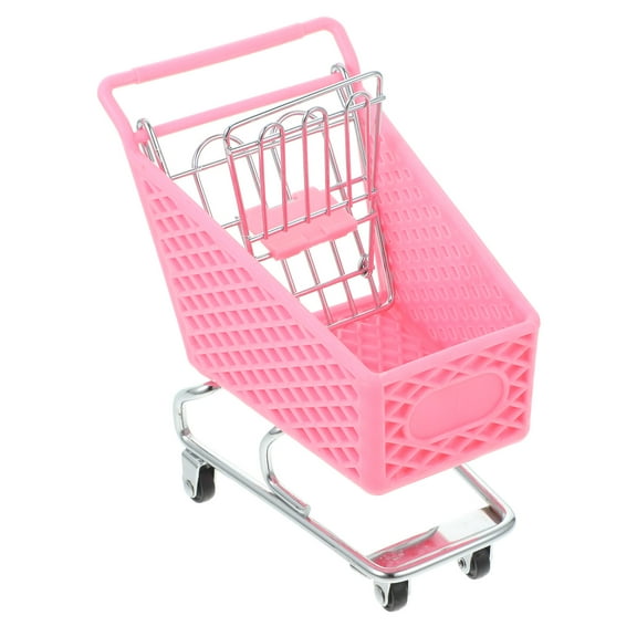 Pawsdot Creative Storage Basket Mini Shopping Cart Pink Iron 1Pack
