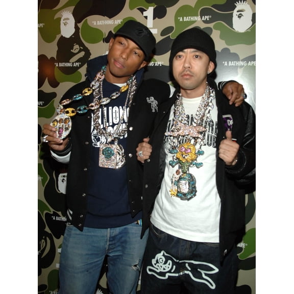 Pharrell Williams , Nigo At Arrivals For A Bathing Ape One Year Anniversary Party, Marquee Nightclub, New York, Ny,