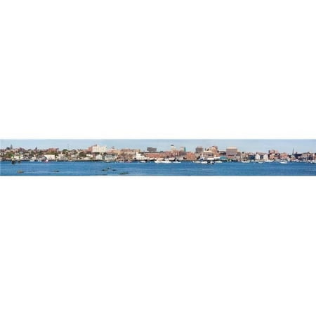 Panoramic View of Portland Harbor Boats with South Portland Skyline Portland Maine Poster Print, 44 x 6