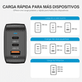 thumbnail image 4 of Mr. Gadgets Cubo Adaptador De Corriente Power Cube 70w Cargador Carga Ultra Rápida Pd Qc Gan, 3 Puertos, Usb-c, Usb-a, Ultra Compacto Compatible Con iPhone/ Macbook/ iPad/ Android/ Galaxy, Color Negro, 4 of 9
