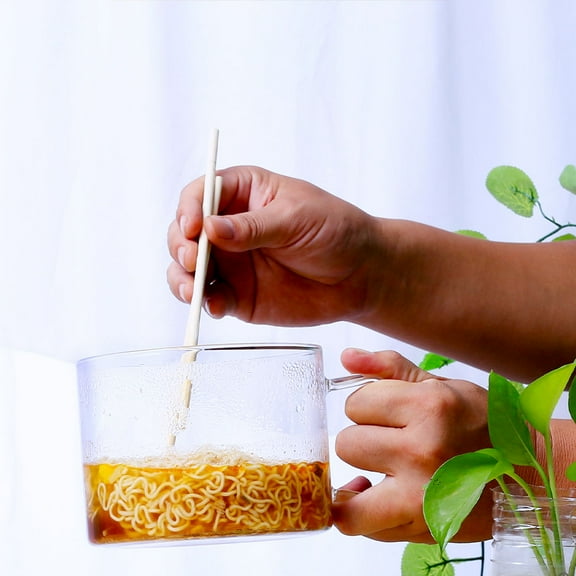 TAILTOSS 1Pcs Heat Resistant Glass Bowl for Microwave Safe Clear Bowls with Bamboo Lid for Instant Noodle