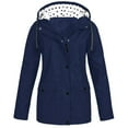 thumbnail image 1 of HTNBO Hooded Solid Color Rain Coats for Women Outdoor Windproof Plus Size Rain Jackets, 1 of 3