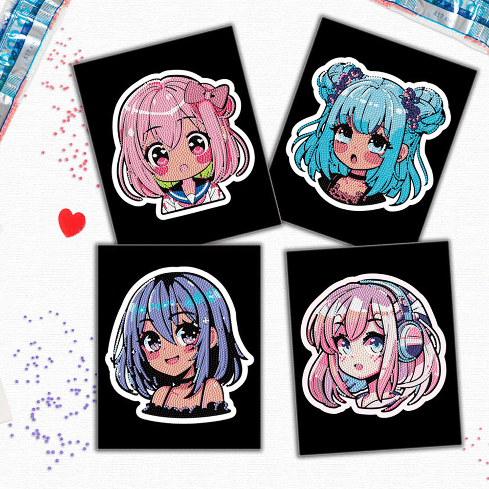 Diamond Dotz Neon Flock Anime Girls Diamond Painting Kits for Adults - Colorful Diamond Art Kits a Relaxing Creative Craft Kit with Dotz Gems 10x8