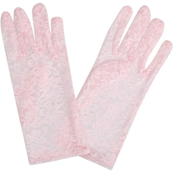 Jtbuh XLY Pink Lace Short Formal Gloves AKA for Women