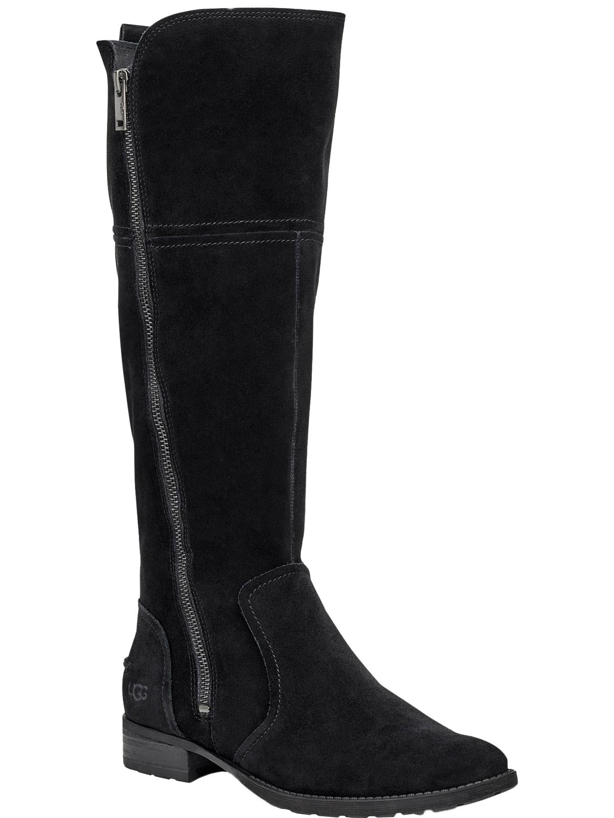 Suede Cushioned Knee-High Boots Black 