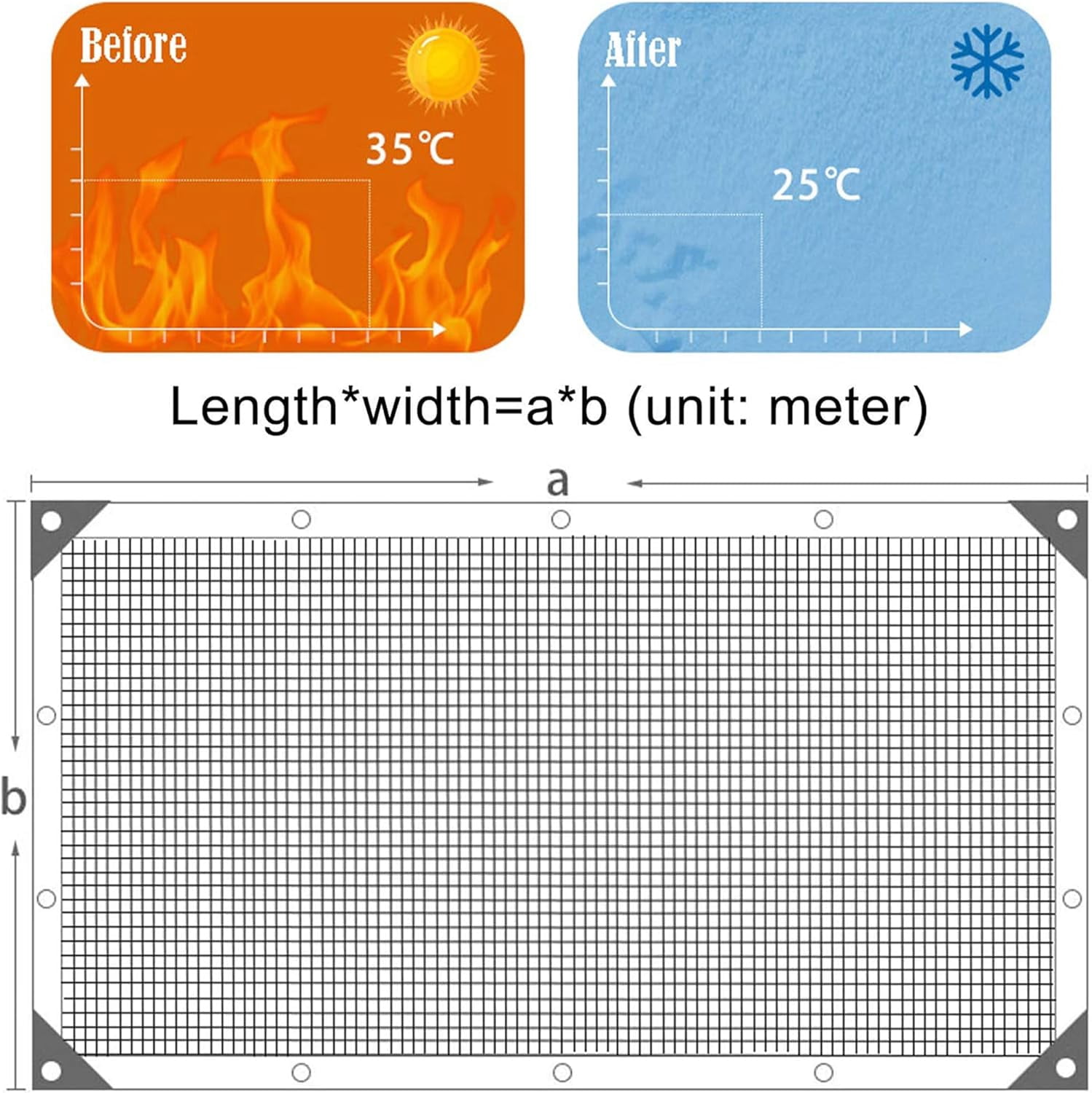 Shade Cloth, 9.84ft x 32.80ft Durable & Breathable Sun Shade, Outdoor Shades for Patio, Backyard, Greenhouse, Barn, Kennel, with Grommets and Lock-Stitch Design, Mesh Tarp