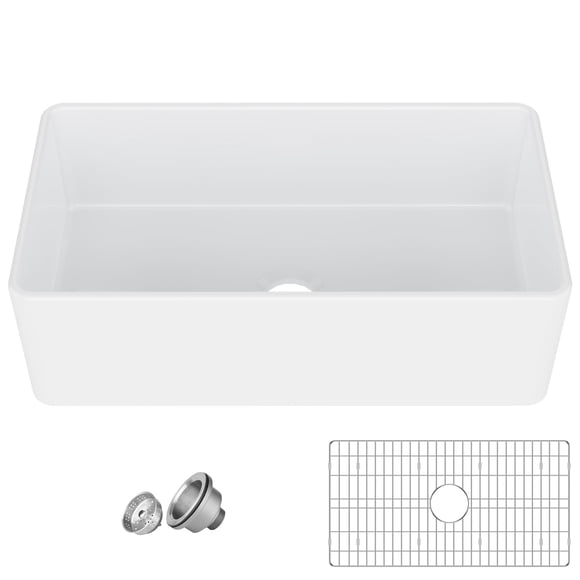 Cherish Farmhouse Sink 33-inch Kitchen Apron Sink Fireclay Sink Undermount Sink