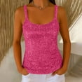 thumbnail image 7 of Felirenzacia Women's Slim Fit Scoop Neck Sequin Tank Top, Wide Strap Sleeveless Tube Top, Hot Pink,S, 7 of 7