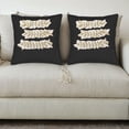 thumbnail image 3 of Elegant Set of 2 18x18in Throw Pillow Covers with Metallic Golden Leaf Patterns on Black Perfect for Couch Bed or Car Decor, 3 of 8