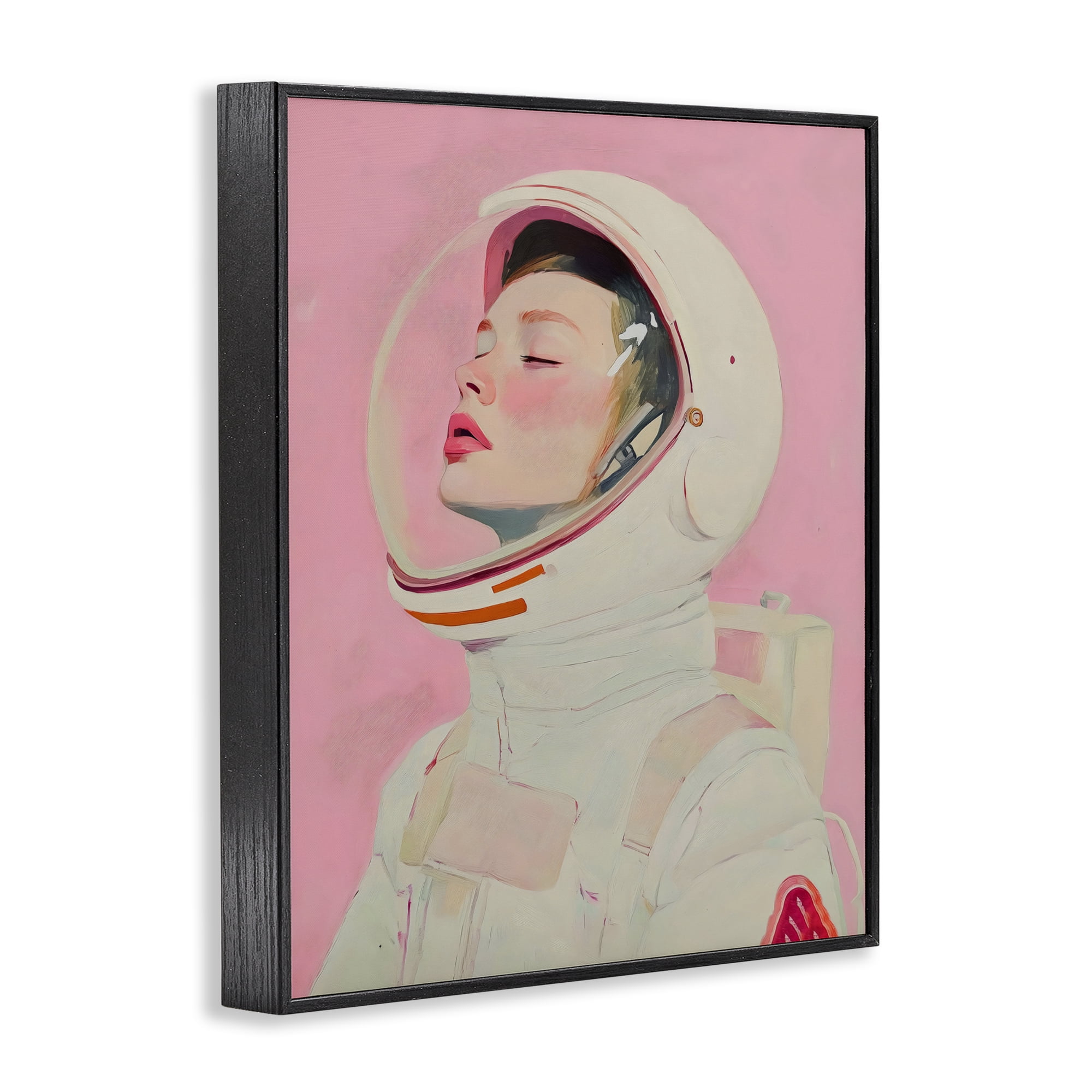 Stupell Industries Pink Astronaut Girl Black Framed Giclee Art, design by The Prints Vibe