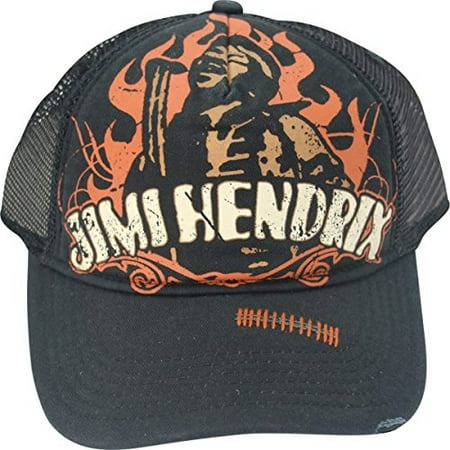 Jimi Hendrix Authentic Hendrix Ripped Style Trucker Mesh Adjustable Adult Cap Hat