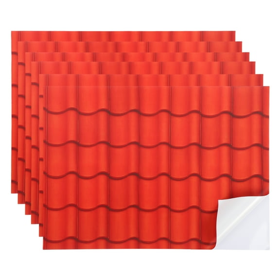 6 Pcs Dollhouse Wallpaper,1:12 Self-Adhesive Roof Shingle(Deep Red Brown)