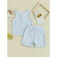 thumbnail image 5 of FEORJGP Toddler Boy Summer Clothes 0-3Y Infant Baby Sleeveless Vest Solid Color Crew Neck Waistcoat Button Tank Tops with Solid Color Shorts Newborn Casual Simply 2Pcs Outfit, 5 of 9