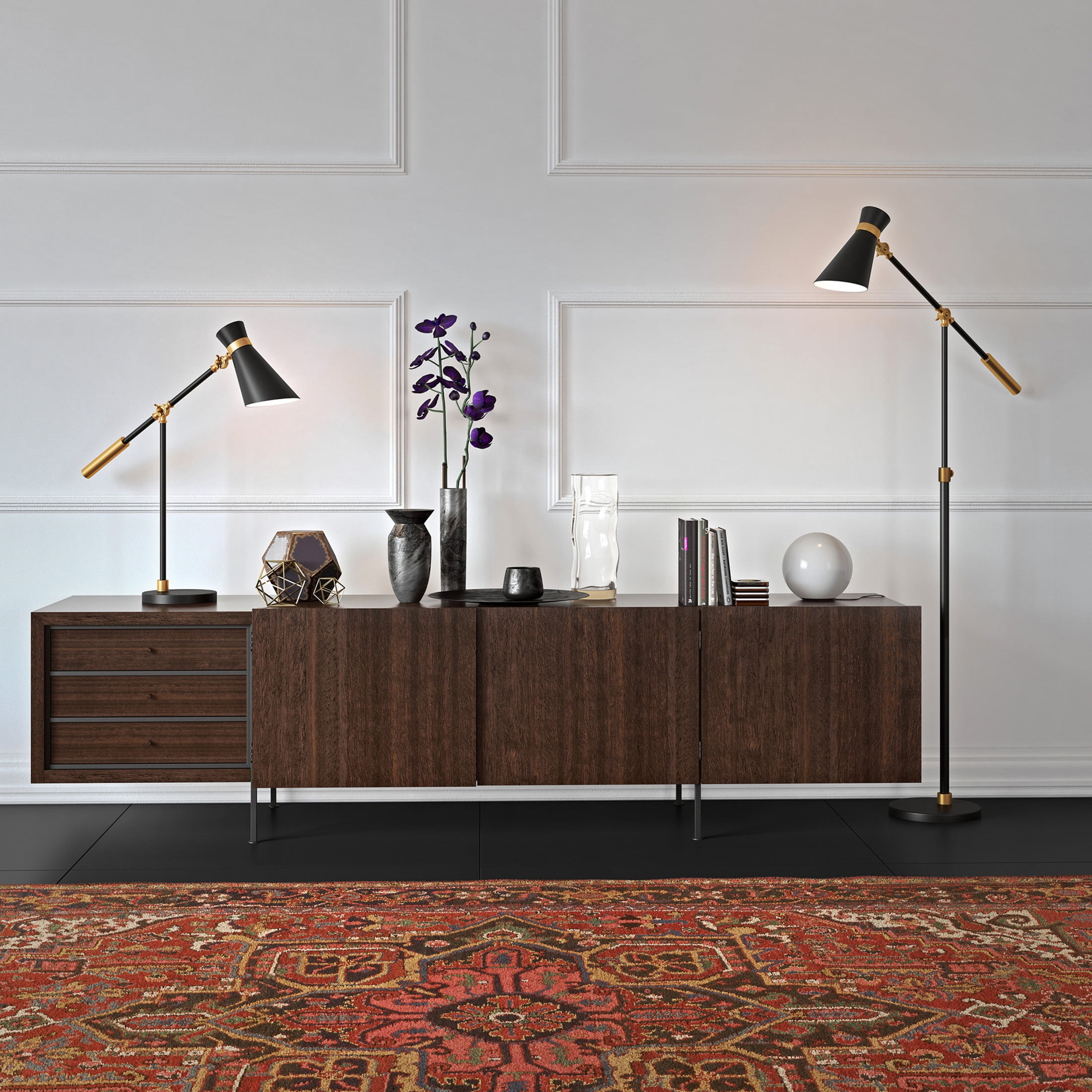 Evelyn&Zoe Industrial Metal Height-Adjustable Two-Tone Floor Lamp