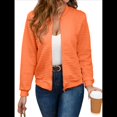 thumbnail image 3 of Chaqueta Informal Holgada de Cuadros Pequeños para Mujer, de Color Liso, Tendencia Otoñal, con Cremallera, Larga y Cuello Redondo. Naranja Rojo L, 3 of 8
