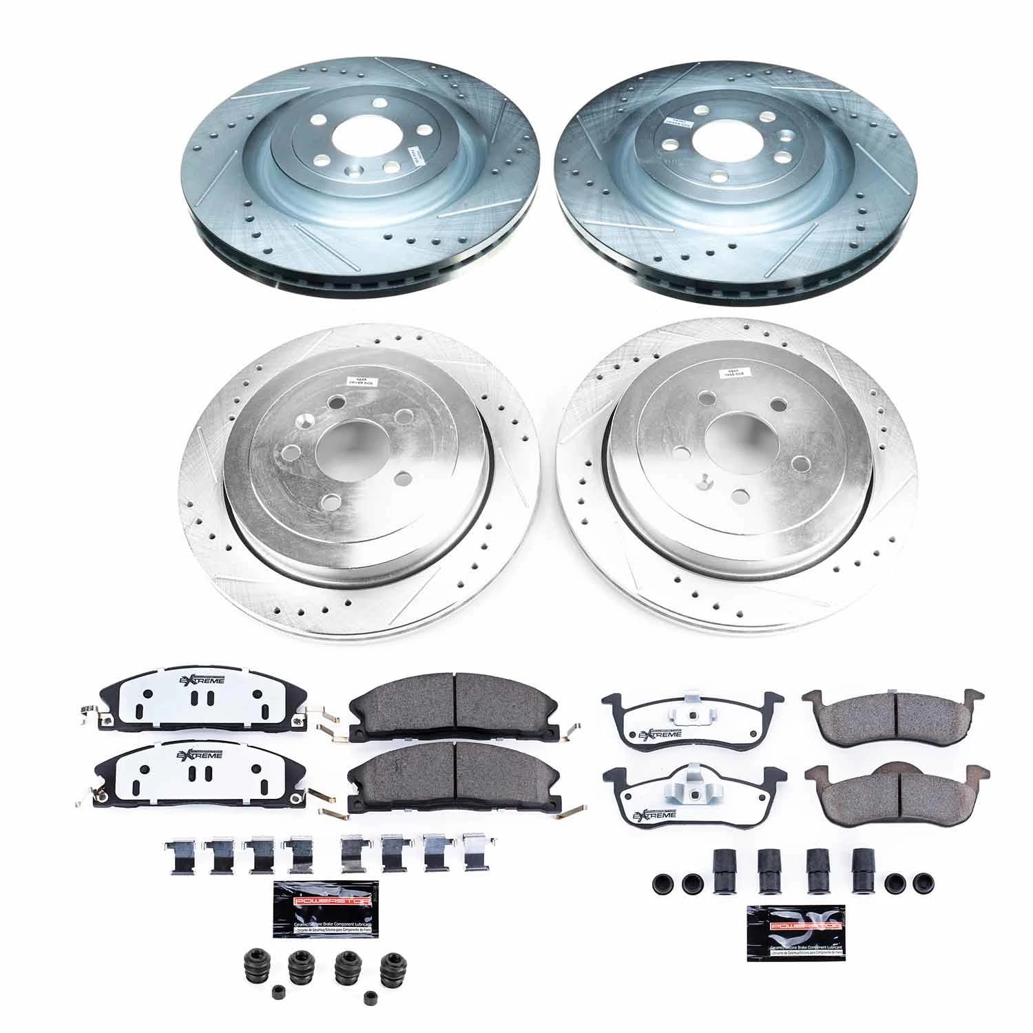 PowerStop Front and Rear Z36 Truck & Tow Carbon-Fiber Ceramic Brake Pad and Drilled and Slotted Rotor Kit Fits: LINCOLN Select Models K6804-36