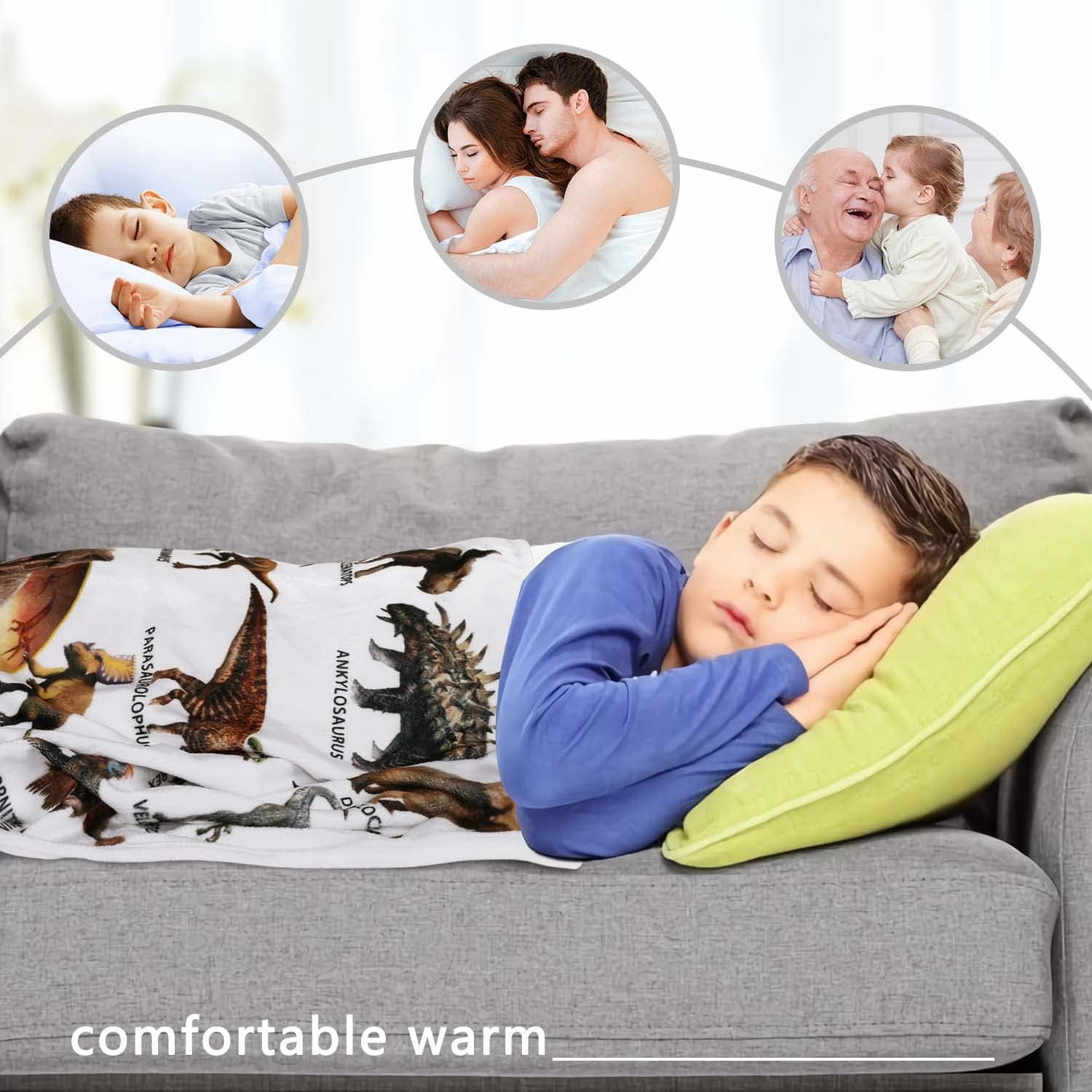Dinosaur Blanket for Boys - Jurassic Dino Kids Teens Sofa Bed Plush Blanket, Soft Cozy Flannel Blanket Dinosaur Room Decor Gifts for Boys 50x60 Inches