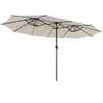 thumbnail image 1 of Gymax 15Ft Solar LED Patio Outdoor Double-Sided Umbrella w/ 48 Lights Crank Beige, 1 of 8