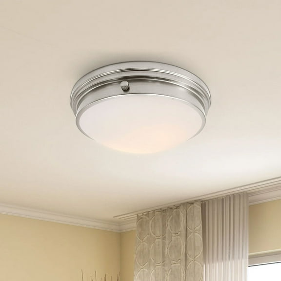 MingBright Modern LED Ceiling Light Flush Mount Fixture，12 inch Brushed Nickel Modern Ceiling Lamp Fixture Dimmable, 850lm 3000K Warm White Flush Mount for Bathroom, Living Room, Bedroom or Kitchen