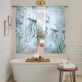 thumbnail image 6 of Sheer Curtain 63 Inch Length 2 Panels Light Filtering Window Curtain Summer Ocean Sheer Voile Curtains Rod Pocket Window Treatment for Kitchen Living Room Coastal Jellyfish Coral Turquoise, 6 of 9