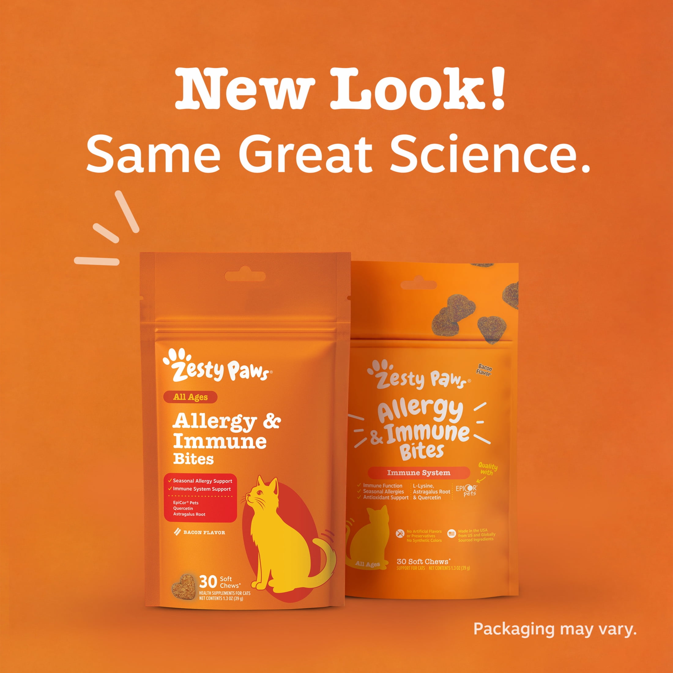 (2 pack) Zesty Paws Cat Allergy & Immune Bites Bacon Flavor, 30 Count