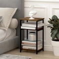 thumbnail image 2 of Furinno Just Side Table, 3-Tier Modern End Table with Metal Frame, Open Shelf Night Stand, Bedside Table, Easy Assembly, for Living Room, Bedroom, Amber Oak, 2 of 5