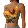 thumbnail image 2 of Daiia Sunflower Blue Sky Printed Women's Sports Bra, Breathable Activewear Bra with U-Back Design and Removable Pads, Comfortable and Supportive for Yoga, Workout-Large, 2 of 8