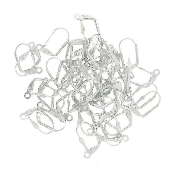 50pcs French Lever Back Earring Wire Findings Ear Stud Clip Jewelry Findings - White