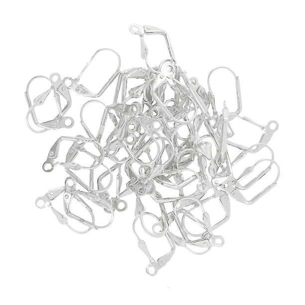 50 piezas de pendientes de palanca francesa con gancho abierto, accesorio para hacer joyas Blanco plateado