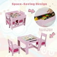 thumbnail image 4 of Pirecart Kids Table and 2 Chairs Set Wooden Activity Table and Chair Set with Blackboard & Storage Drawer, Pink, 4 of 8