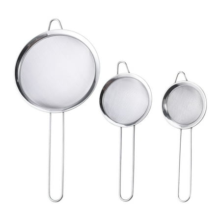 

Hemoton 3 Pcs Mesh Stainless Steel Strainers Dense Mesh Colander Food Strainer Sieve Useful Kitchen Tools(8cm Diameter + 10cm Diameter + 18cm Diameter)