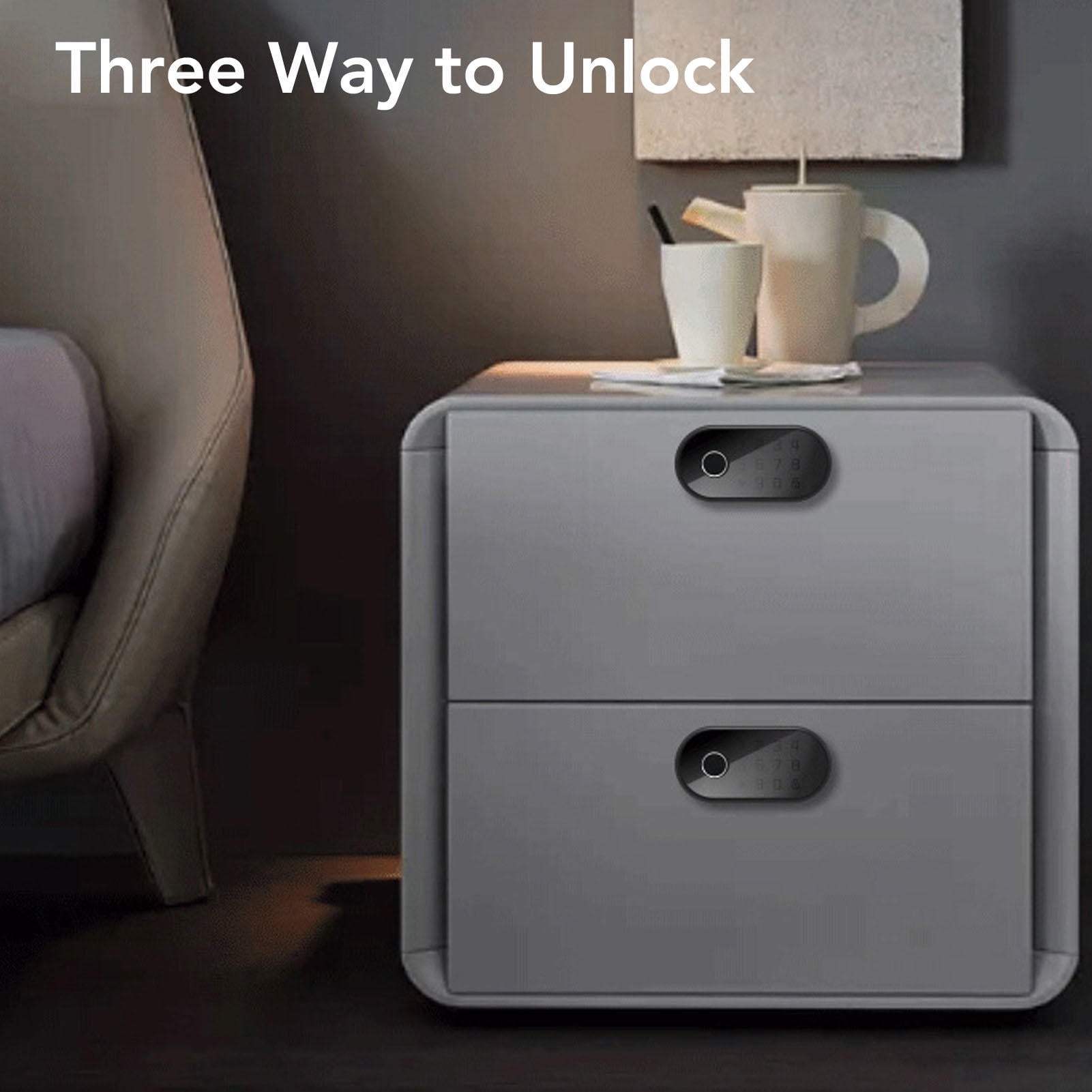 Yajisi Smart Cabinet Lock – 2‑Way Card & Code, 100 Passwords, USB Backup, 4 AAA Battery, Easy Install for Wood & Drawer Doors