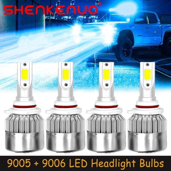 SHENKENUO For Chrysler 300C 2005-2009 LED Headlights Bulbs Kit High Low Beam,9005 9006,8000K Ice Blue,Pack of 4,C04