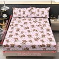 thumbnail image 4 of ZIATUBLES Queen Size Polyester Sheets, 3 Piece Soft Cozy Bed Sheets, Comfortable Breathable Bedding with Standard Pocket (1 Fitted Sheet, 2 Pillowcase), Pink Highland Cow Easter Egg Print, 4 of 9