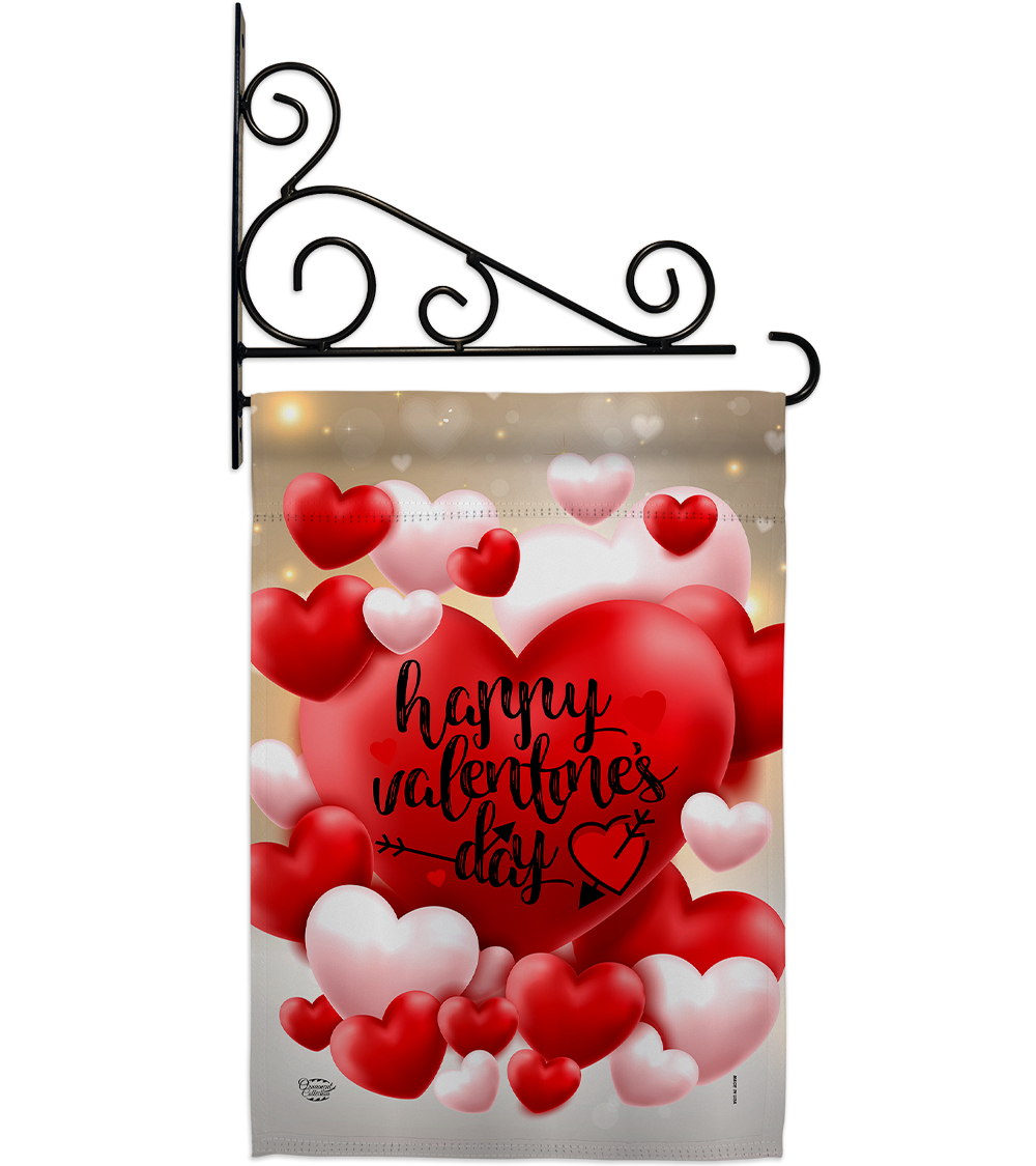 Valentines Pop Hearts Day Garden Flag Set Spring 13 X18.5 DoubleSided