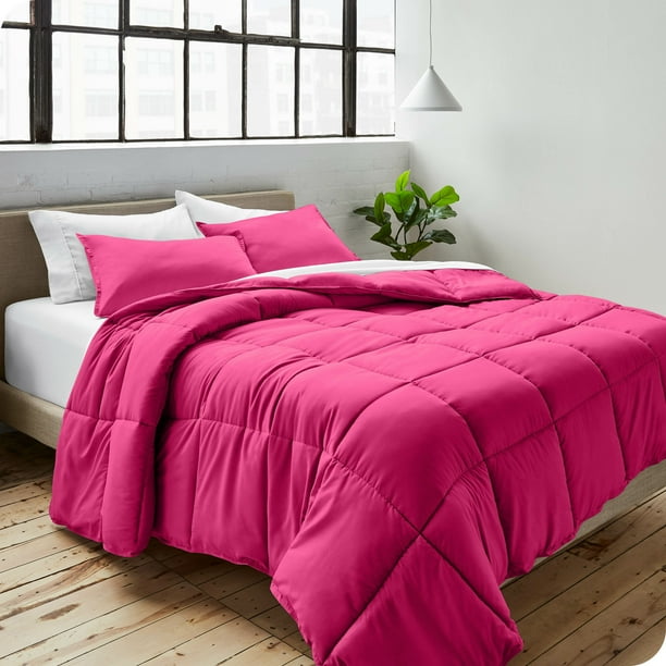 Bare Home Juego de Edredón Alternativo de Plumón 2 Piezas, para Todas las Estaciones, Tamaño Twin/Twin-XL, Rosa