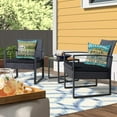 thumbnail image 4 of Turquoise Striped Outdoor Pillows Covers 18x18 for Patio Furniture Waterproof, Welcome to Our Porch Throw Pillow Covers Square Linen for Couch Outside Bench Set of 2, 4 of 6
